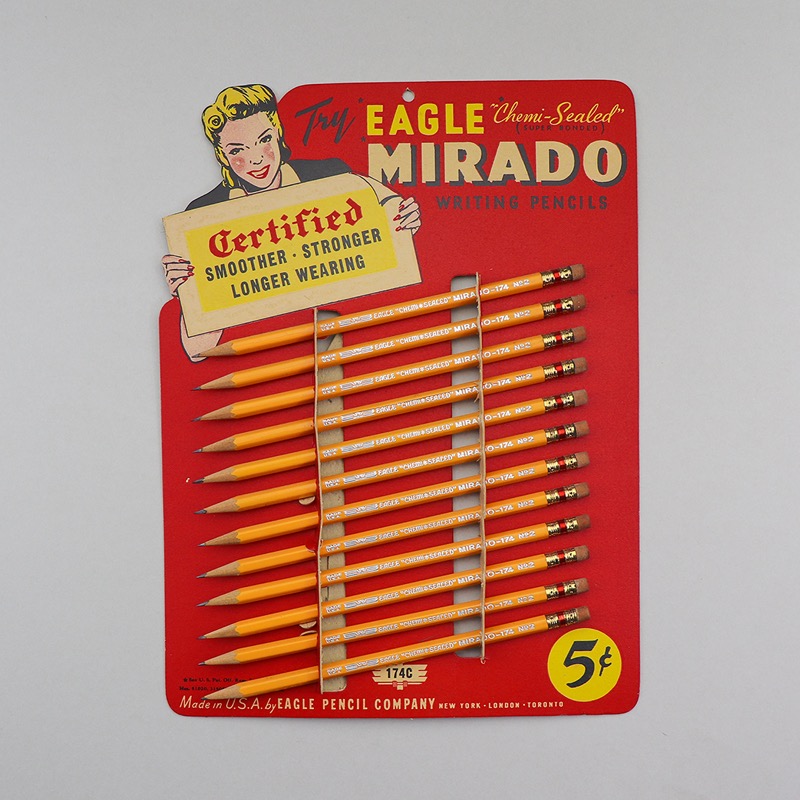 Vintage Eagle Mirado 174 Pencils on Display Board